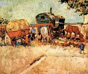 Vincent Van Gogh Encampment of Gypsies with Caravan Spain oil painting reproduction